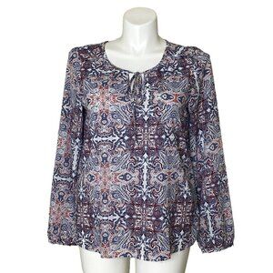 Sanctuary Western Multicolor Paisley Print Tunic Top, Long Sleeve Women's Size L